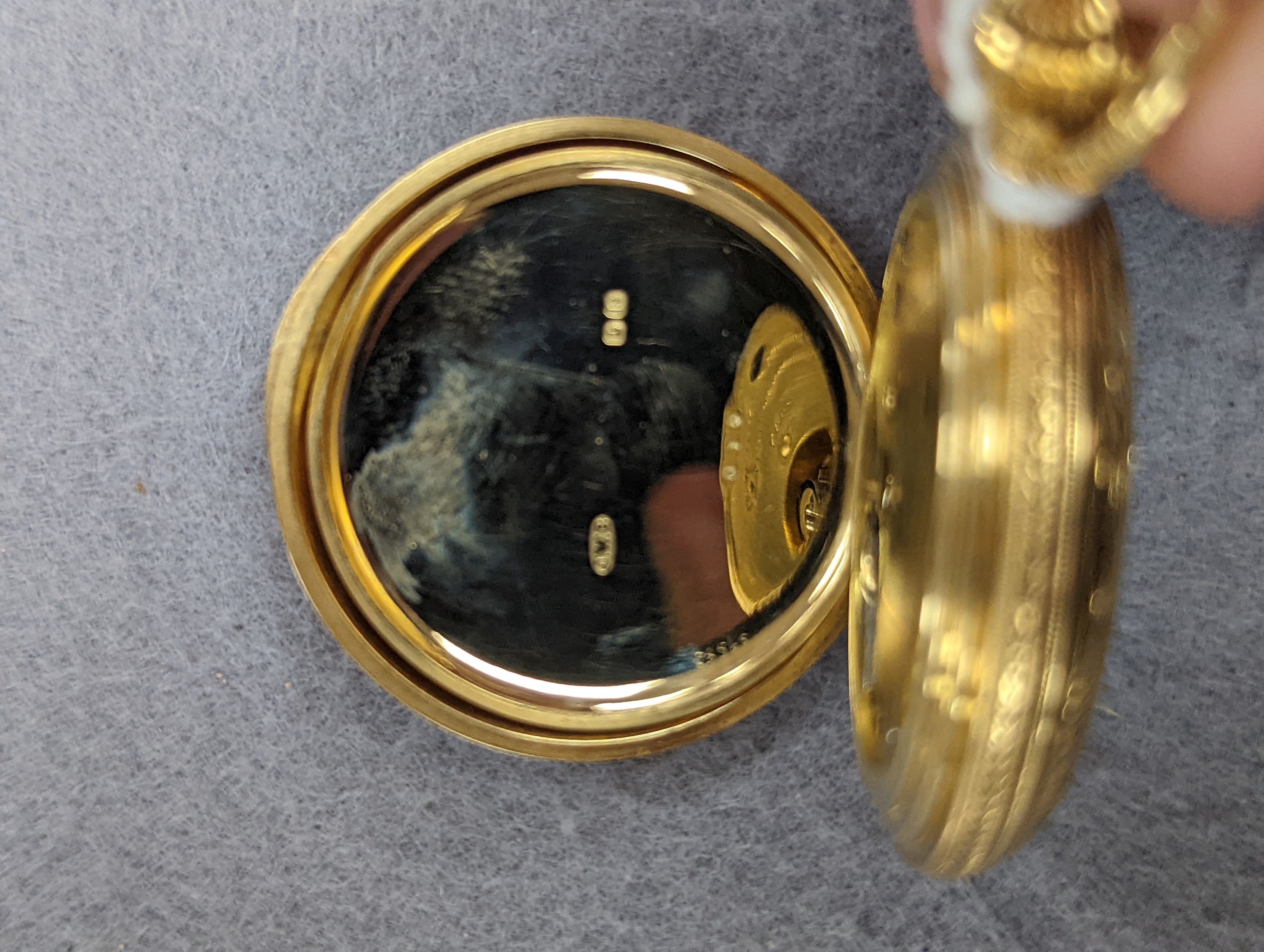 An Edwardian engraved 18ct gold half hunter keyless pocket watch, by J.W. Benson, with Roman dial and subsidiary seconds